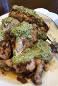 Latin roasted chicken with green sauce